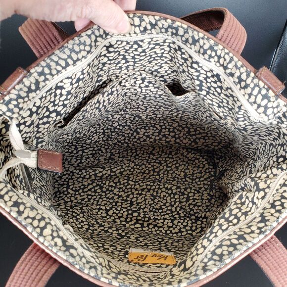 Fossil Key-Per Orange Canvas Tote Shoulder Bag Geometric Print - Picture 10 of 10